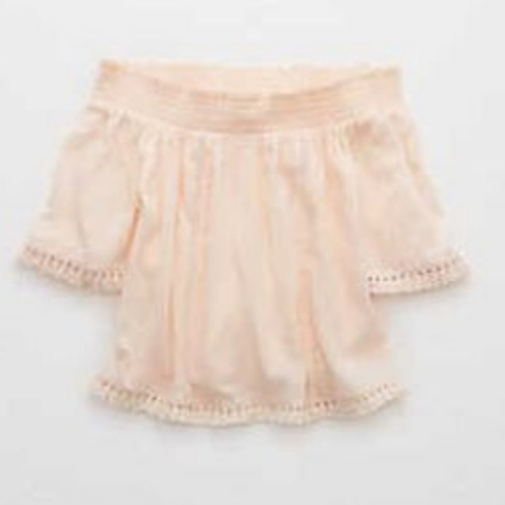 AERIE Womens Peach Boho Off the Shoulder Top S‎